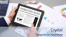  Presentation with article - Presentation theme consisting of article review - man reading marketing news background and a sky blue colored foreground