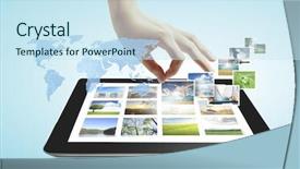  Presentation with touch screen accessible for disable students - Amazing PPT theme having article review - touch screen touch- tablet backdrop and a sky blue colored foreground