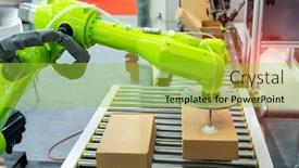  Presentation with robotic arm - PPT layouts with articulated-robotic-arm-at-packaging background and a yellow colored foreground