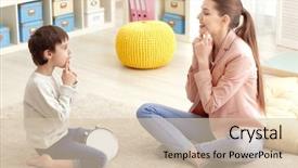  Presentation with cute - Slide deck having articulatons - cute little boy at speech background and a lemonade colored foreground