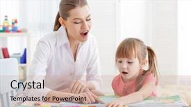  Presentation with cute - Audience pleasing presentation design consisting of articulatons - cute little girl at speech backdrop and a coral colored foreground