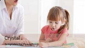  Presentation with speech therapy swallowing - Slides consisting of articulatons - cute little girl at speech background and a coral colored foreground