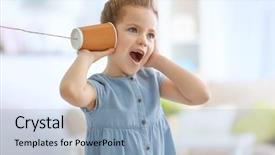  Presentation with telephone - Cool new PPT theme with articulatons - cute little girl using plastic backdrop and a light blue colored foreground
