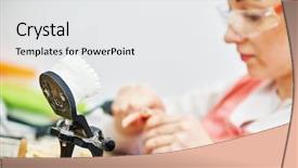  Presentation with dentures - PPT theme having articulatons - female dental technician working background and a white colored foreground