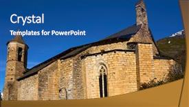  Presentation with church - Amazing theme having arties village church in lerida backdrop and a ocean colored foreground