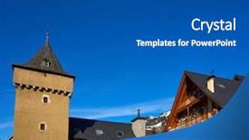  Presentation with church fellowship - PPT layouts consisting of arties village church in lerida background and a dark gray colored foreground