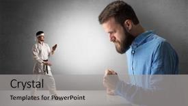  Presentation with yelling - Slides with artifice - giant hipster man yelling background and a  colored foreground