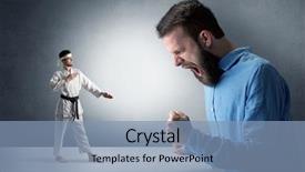  Presentation with yelling - Slide deck consisting of artifice - giant hipster man yelling background and a  colored foreground