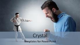  Presentation with karate do - PPT theme having artifice - giant hipster man yelling background and a  colored foreground