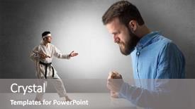  Presentation with yelling - Audience pleasing slides consisting of artifice - giant hipster man yelling backdrop and a  colored foreground