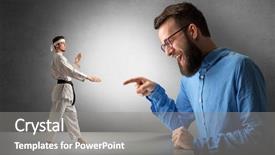  Presentation with giant sequoia and the generals - Cool new PPT theme with artifice - giant hipster man yelling backdrop and a gray colored foreground