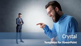  Presentation with yelling - Cool new slide deck with artifice - giant hipster man yelling backdrop and a teal colored foreground