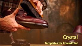  Presentation with leather shoes - Audience pleasing slide deck consisting of artifice - man polishing leather shoes backdrop and a tawny brown colored foreground