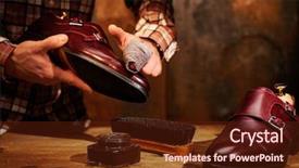  Presentation with greeiting show man - Presentation theme enhanced with artifice - man shining shoes background and a tawny brown colored foreground