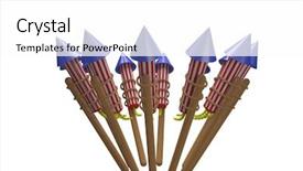  Presentation with rockets and space ships - Amazing presentation theme having artifice - rockets for fireworks in circle backdrop and a  colored foreground