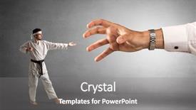  Presentation with man heart attact hand hold - Amazing PPT layouts having artifice - small karate man fighting backdrop and a  colored foreground