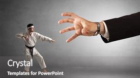  Presentation with karate - Cool new PPT theme with artifice - small karate man fighting backdrop and a  colored foreground