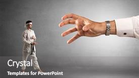  Presentation with karate - PPT layouts featuring artifice - small karate man fighting background and a  colored foreground