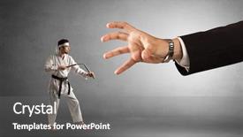  Presentation with karate - Audience pleasing PPT theme consisting of artifice - small karate man fighting backdrop and a  colored foreground