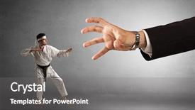  Presentation with karate - Slides with artifice - small karate man fighting background and a  colored foreground