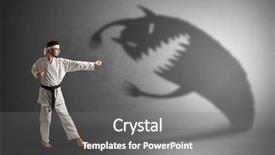  Presentation with black man - Audience pleasing PPT layouts consisting of artifice - young karate man fighting backdrop and a  colored foreground