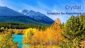 Presentation with abraham - Colorful PPT theme enhanced with artificial abraham lake reflects the golden foliage of aspen and birches glowing blue and gold colors concept of active ecological and photo tourism backdrop and a light blue colored foreground