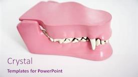  Presentation with jaw - Cool new PPT theme with artificial-animal-jaw-in-veterinary backdrop and a lemonade colored foreground