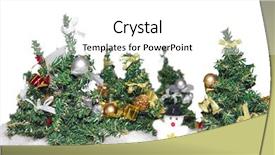  Presentation with green-color - Theme having artificial christmas trees of green color with elegant ornaments background and a white colored foreground