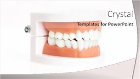  Presentation with artificial teeth - Presentation design enhanced with artificial-denture-teeth-over-isolated background and a sky blue colored foreground
