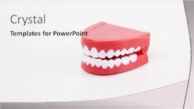  Presentation with dentures - Beautiful presentation theme featuring artificial-dentures-over-white-background backdrop and a white colored foreground