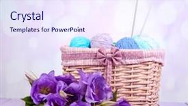  Presentation with yarn - Cool new presentation theme with artificial eustoma and woolen ball backdrop and a sky blue colored foreground