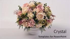  Presentation with flowers vase - PPT layouts having artificial flowers bouquet in the vase isolated on white background and a light gray colored foreground