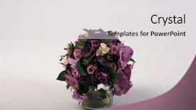  Presentation with flowers vase - Audience pleasing PPT layouts consisting of artificial flowers bouquet in the vase isolated on white backdrop and a light gray colored foreground