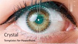  Presentation with human eye - Theme featuring artificial intelligence - concept of sensor implanted background and a lemonade colored foreground