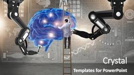  Presentation with medical brain - PPT theme consisting of artificial intelligence - doctor in futuristic medical concept background and a gray colored foreground