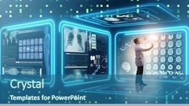  Presentation with nano medicine medication and medical - Colorful PPT theme enhanced with artificial intelligence - man doctor in futuristic medicine backdrop and a ocean colored foreground