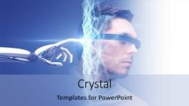  Presentation with virtual hand - Audience pleasing slides consisting of artificial intelligence - science and future technology concept backdrop and a light blue colored foreground