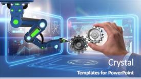  Presentation with artificial intelligence - PPT theme enhanced with artificial intelligence - teamwork concept with businessman background and a teal colored foreground