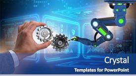  Presentation with teamwork - Beautiful PPT theme featuring artificial intelligence - teamwork concept with businessman backdrop and a ocean colored foreground