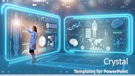  Presentation with medical concept - Amazing slide set having artificial intelligence - woman doctor in futuristic medical backdrop and a teal colored foreground