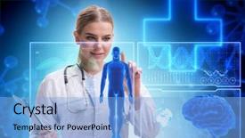  Presentation with telemedicine - Amazing PPT theme having artificial intelligence - woman doctor in telemedicine futuristic backdrop and a light blue colored foreground