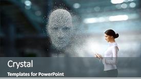  Presentation with artificial intelligence - Cool new presentation theme with artificial intelligence and future technologies backdrop and a dark gray colored foreground