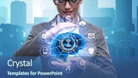  Presentation with artificial intelligence - Presentation design consisting of artificial intelligence concept with brain background and a ocean colored foreground