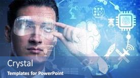  Presentation with artificial intelligence - Beautiful slide deck featuring artificial-intelligence-concept-with-businessman backdrop and a ocean colored foreground