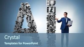  Presentation with artificial intelligence - Audience pleasing slides consisting of artificial intelligence concept with businessman backdrop and a ocean colored foreground