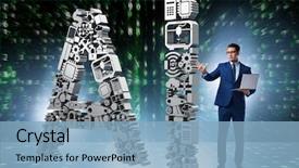  Presentation with artificial intelligence - Theme enhanced with artificial intelligence concept with businessman background and a light blue colored foreground