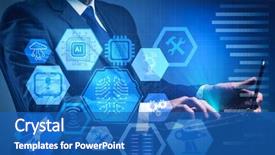  Presentation with artificial intelligence - Beautiful theme featuring artificial intelligence concept with businessman backdrop and a teal colored foreground