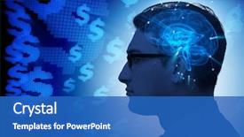  Presentation with artificial intelligence - Audience pleasing presentation theme consisting of artificial intelligence concept with man backdrop and a teal colored foreground