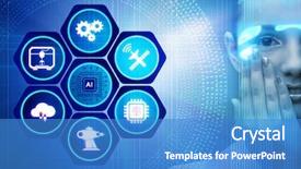  Presentation with artificial intelligence - Beautiful PPT theme featuring artificial intelligence concept with woman backdrop and a teal colored foreground