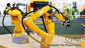  Presentation with intelligence - PPT theme with artificial-intelligence-equipment-in-modern background and a gold colored foreground